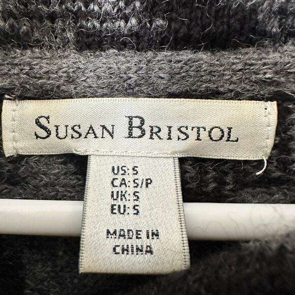 Susan Bristol Houndstooth One Button Wrap Black Gray Cardigan Sweater Womens S - Picture 5 of 9